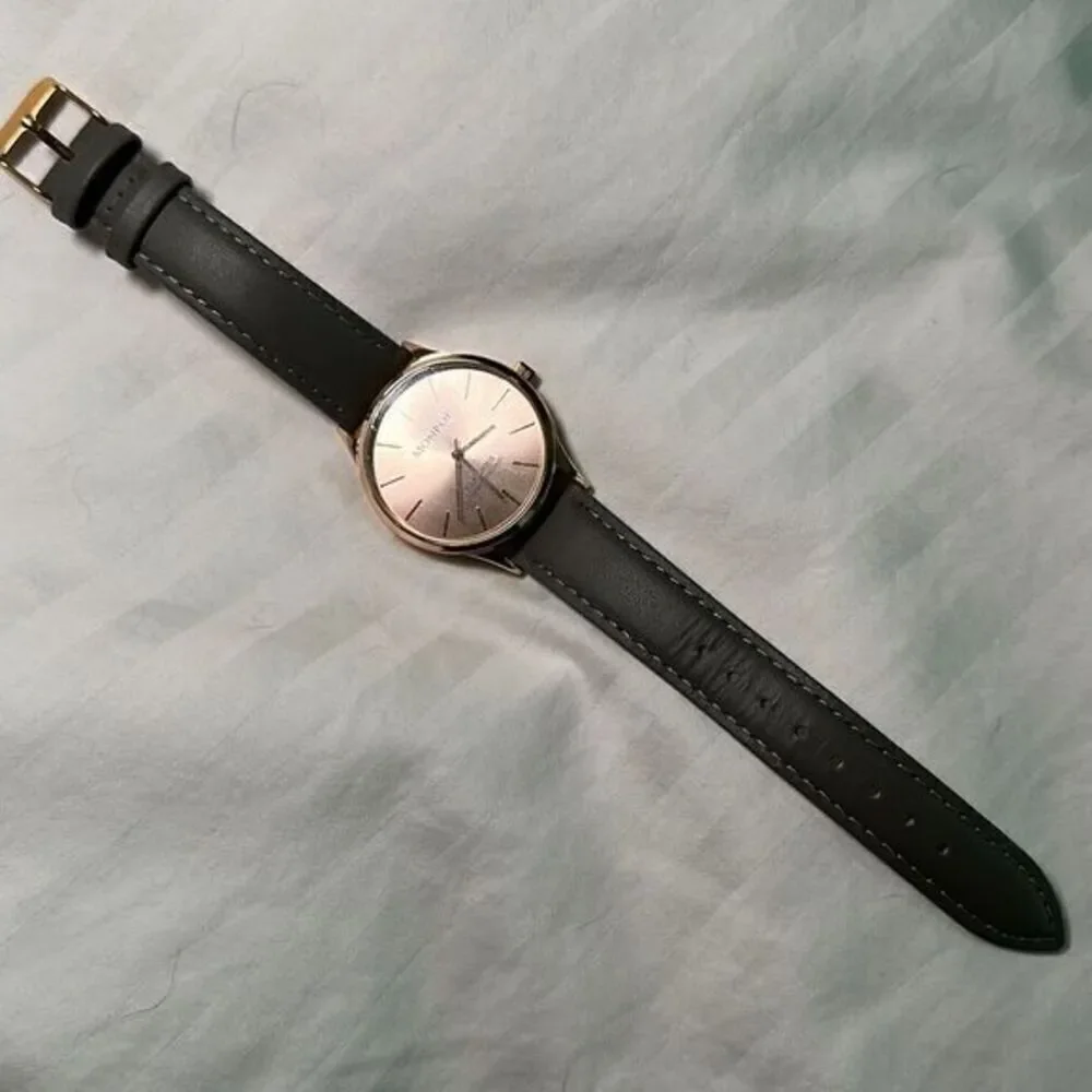 Monroe by Maestro women’s watch rose gold face with taupe genuine leather band‎